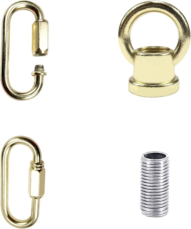 ECUDIS 1/8-IP Lighting Loops with Link Buckle Connectors for Light Fixture Chandelier Chain Extension, Pack of 2 (Brass) - Image 2